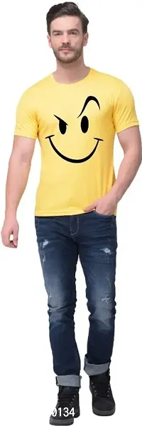 SAMAYRA Men Dry Fit Polyester Half Sleeve Round Neck Tshirt Yellow-thumb3