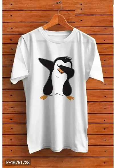 SAMAYRA Penguin Design Graphic Print Men`s T-shirt - White