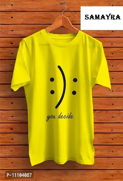 SAMAYRA Men`s Printed Half Sleeve Mens T-shirt Yellow-thumb0