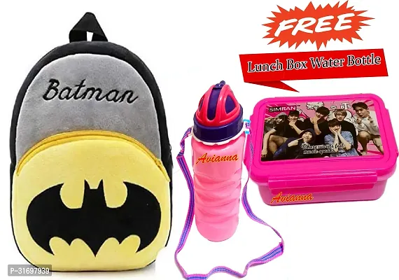 Stylish Printed School Bag for Kid with Bottle and Tiffin