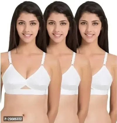 Stylish Cotton Solid Bra for Women, Pack of 3