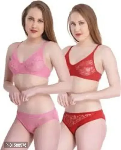 Latest lace Blend Bra Panty Set for Women (Combo of 2 set )