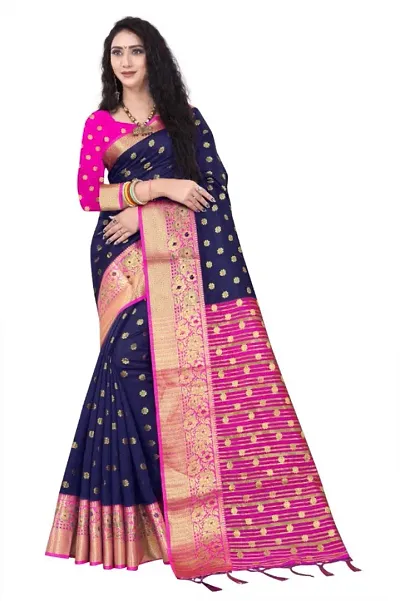 Beautiful Jaqcard Woven Design Saree With Blouse Piece For Women