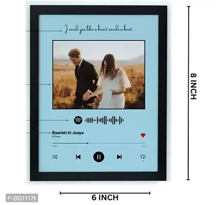 Personalized Spotify Song Barcode With Photo Message Digital Print Engineered Wooden Frame (6 8 Inches)-thumb0