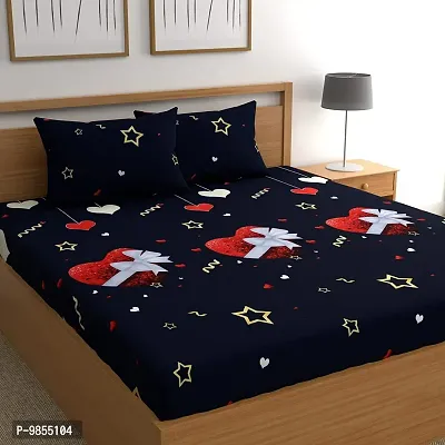 Stylish Fancy Microfiber 5d Printed Queen 1 Bedsheet With 2 cPillow Covers