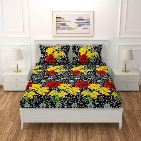 Floral Printed Cotton King Size Bedsheets