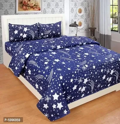 Comfortable Microfiber Abstract Double Bedsheet with Two Pillow Covers-thumb0