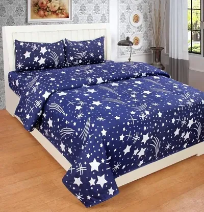 Printed Polycotton Double Bedsheet with 2 Pillow Covres