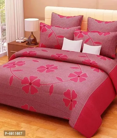 Comfortable Trendy Microfiber Abstract Double Bedsheet with Two Pillow Covers-thumb0