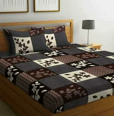 Printed Polycotton Double Bedsheet with Pillow Covers