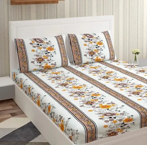 Printed Glace Cotton Double Bedsheet with Pillow Cover