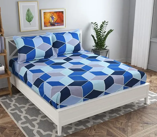 Unique 3D printed Double bedsheets with 2 Pillow Covers