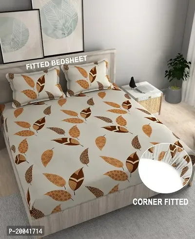 Super Fine Microfiber Corner Fitted Double Bedsheet With Two Pillow Covers (72X76 INCHES-Fits Upto 6 inches Mattress) (Elastic At 4 Corners Only)-thumb0