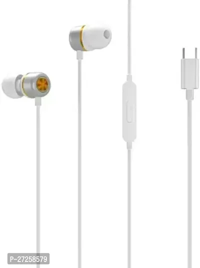Stylish White In-Ear Wired Earphone With Type-C Jack