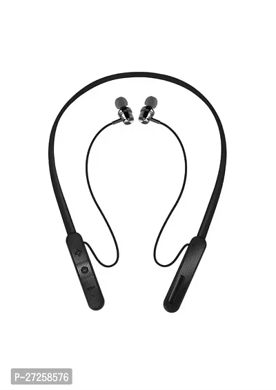 Stylish Black Bluetooth Wireless Neckband With Mic