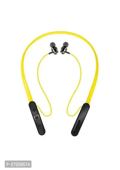 Stylish Yellow Bluetooth Wireless Neckband With Mic