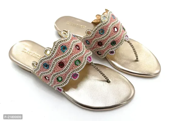 Elegant Golden Synthetic  Sandals For Women