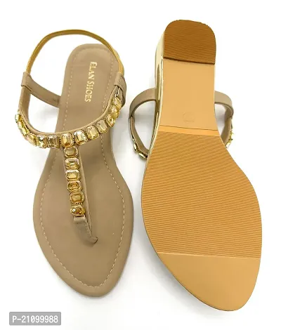 Elegant Golden Synthetic  Sandals For Women-thumb0