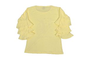 Girls Cotton Top for 4 To 16 Year Lemon Yellow 3 Frill-thumb1