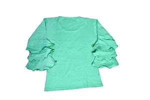 Girls Cotton Top for 4 To 16 Year Rama Green 3 Frill-thumb1