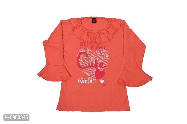 Girls Cotton Top for 4 To 16 Year Orange 1 Frill