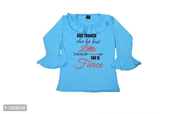 Girls Cotton Top for 4 To 16 Year Blue 1 Frill