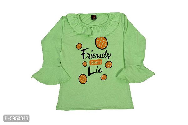 Girls Cotton Top for 4 To 16 Year Neon Green 1 Frill