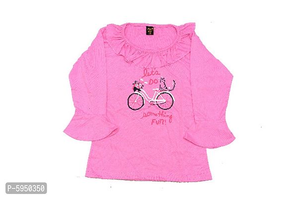 Girls Cotton Top for 4 To 16 Year Pink 1 Frill