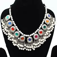 PRP Collection Latest Traditional German Silver Oxidised Jewellery Set Necklace Set For Navratri Or Garba For Women and Girls (CHOKER NECKLACE 01D02)-thumb3