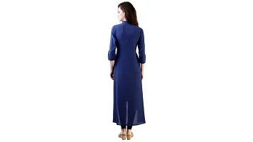 Aainu Collection Women's Crepe Wrap Kurta (Blue)-thumb1