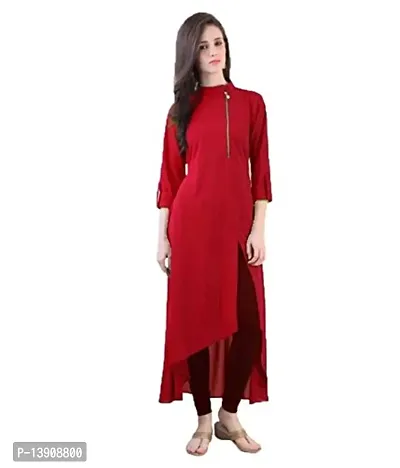 Aainu Collection Women's Chain Style Crepe Wrap Kurta (Red)