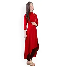 Aainu Collection Women's Chain Style Crepe Wrap Kurta (Red)-thumb1