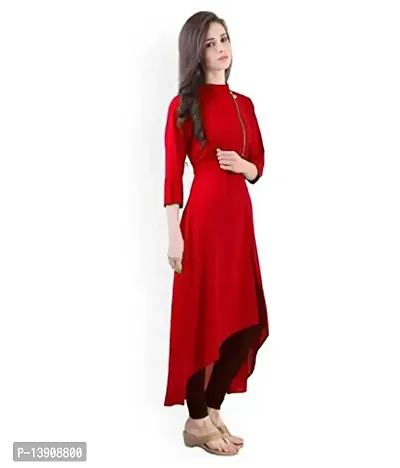 Aainu Collection Women's Chain Style Crepe Wrap Kurta (Red)-thumb2