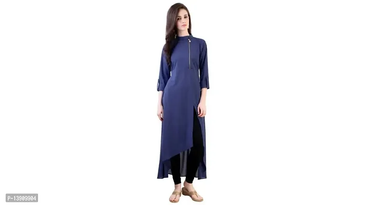 Aainu Collection Women's Crepe Wrap Kurta (Blue)-thumb0