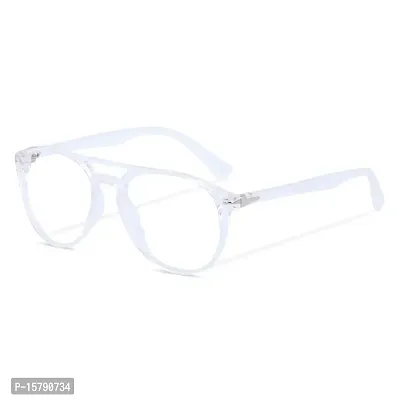 Transparent Glacier Grey Geek-Chic Oversized Round Eyeglasses - Bloom