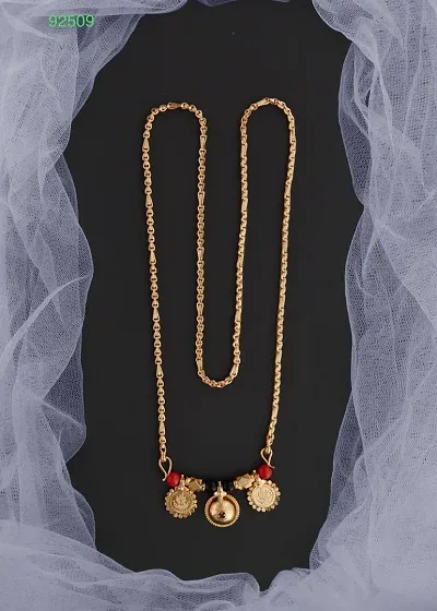 Stylish Golden Brass Mangalsutra With Chain For Women