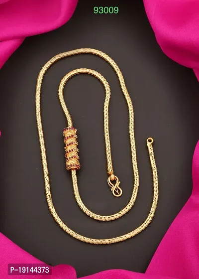 American Diamond Copper Gold Plated 24 Inch Mugappu Mop chain For Women