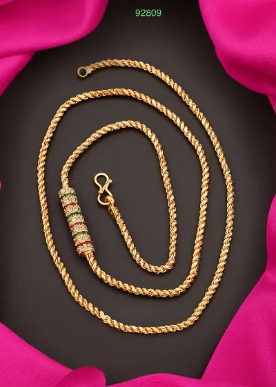 Fancy American Diamond Copper Gold Plated Chain For Women