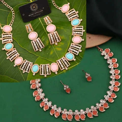 Combo of 2 Partywear Alloy Kundan Jewellery Sets