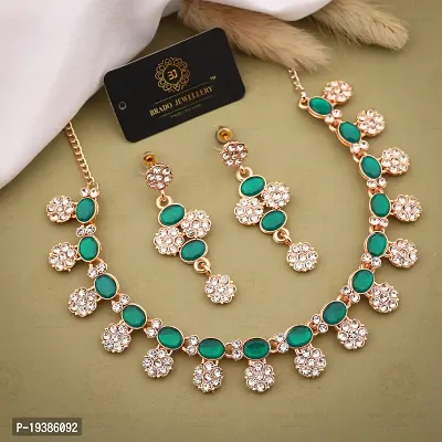 Rose Gold Plated  American Diamond and Heavy Polished Diamond Choker Necklace set with 1 Pair of Earrings Jewellery Set