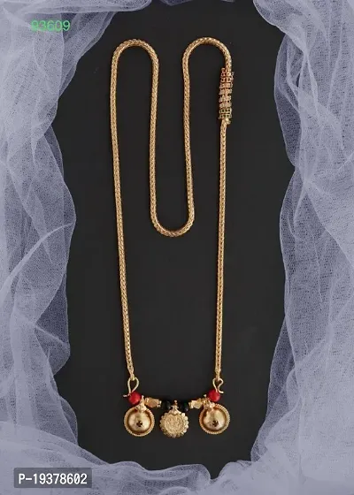 Latest And Stylish 1 Gram Gold Covering 24 Inch Long Vati Mangalsutra With Chain For Women-thumb0