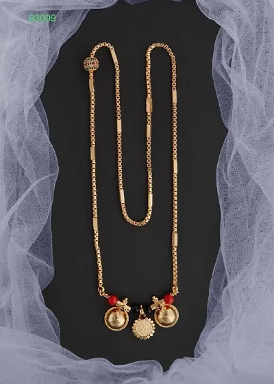 Stylish Golden Brass Mangalsutra With Chain For Women