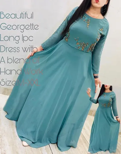 Stylish Fancy Georgette With Embroidery Work With Lock Moti Gown