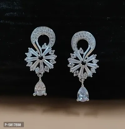 Fashionable Silver Plated Ad/Cz Drop Earring For Girls And Woman