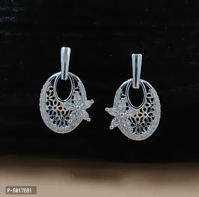 Fashionable Silver Plated Ad/Cz Drop Earring For Girls And Woman-thumb0