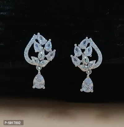 Fashionable Silver Plated Ad/Cz Drop Earring For Girls And Woman