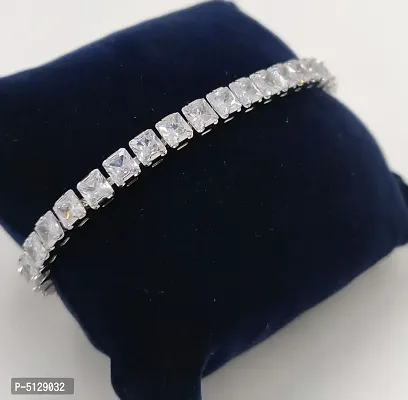 Shimmering Silver Alloy Cubic Zirconia And American Diamond Bracelet For Women And Girls