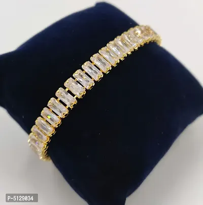Shimmering Golden Alloy Cubic Zirconia And American Diamond Bracelet For Women And Girls
