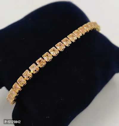 Shimmering Copper Alloy Cubic Zirconia And American Diamond Bracelet For Women And Girls