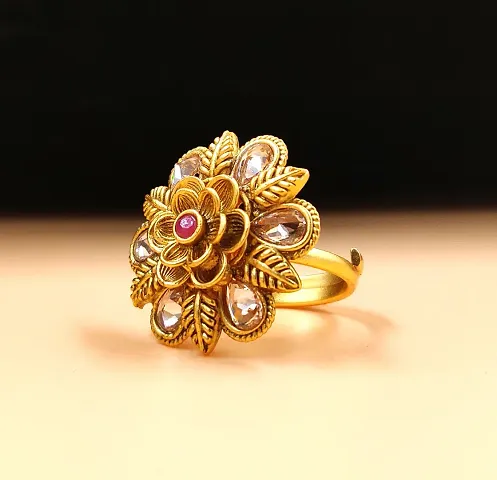 Matte Gold Plated Adjustable  Ring For Women